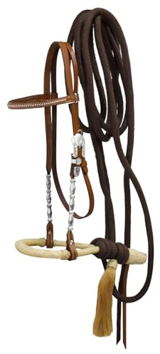 Showman Show Bosal Kopfstütze mit braunem Nylon-Zügel. Pferde-Zaumzeug