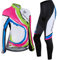 ZEROBIKE Damen Atmungsaktiv Schnelltrocknend Fahrradtrikot Set, Outdoor Lange Ärmel Radsport-Shirt + 3D Gel Gepolsterte Fahrradhose, XL, 005