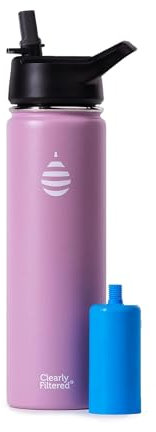 Clearly Filtered 20oz Water Bottle/Targets 220+ Contaminants/Double-Wall Insulated Stainless Steel Filtered Water Bottle BPA/BPS-Free Phthalate-Free Filters Fluoride Lead Chlorine (Pink)