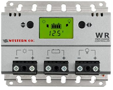 Western CO WR 30 | Regolatore di Carica Pannello Solare con Tecnologia PWM per Impianto Fotovoltaico Piccolo o Grande con Display Grafico e Funzione Crepuscolare, 30A (WR30)