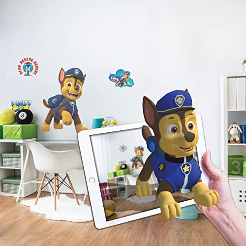 Wall Palz Nickelodeon Paw Patrol Wandaufkleber – 61 cm Chase Wandaufkleber für Schlafzimmer mit 3D Augmented Reality Interaktion – Paw Patrol Wanddekoration
