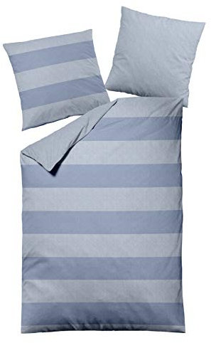 jilda-tex Bettwäsche 100% Baumwolle Wendebettwäsche Uni-bettwäsche Verschiedene Größen und Farben (Melange Classy Stripes Blue, 135 x 200 cm)