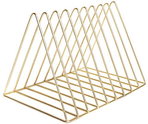Dreieckige Aktenordner und Zeitschriftenhalter, 10 Gitter-Metall-Zeitungshalter, Zeitschriftensammler, Aufbewahrung für Büro, Heimdekoration, Gold von Cq Acryl