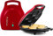 Holstein Housewares HH-09037017RM - Máquina antiadherente de 6 secciones, multialimentos, Arepas, mini panqueques, pasteles de maíz y más, aluminio, rojo metálico/negro
