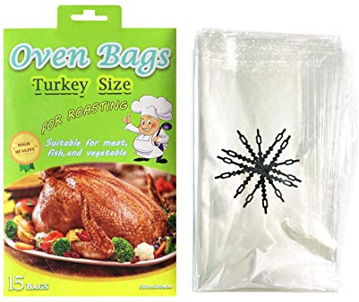15 Counts Large Turkey Oven Bags for Cooking - Meat Roasting Safe for Fish, Vegetables - 20x24 IN (1 Pack)