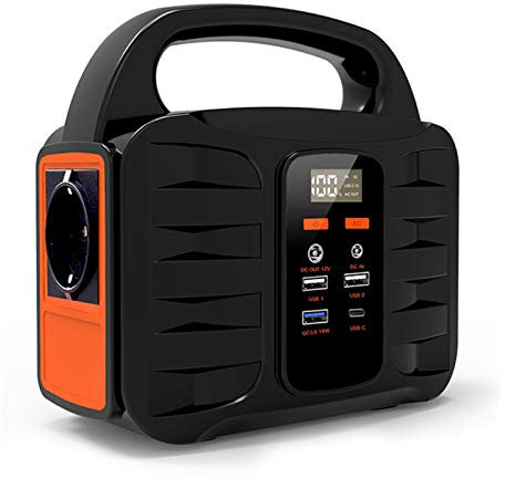HJGHY Portable Power Station, 155Wh Battery Backup,150W Pure Sine Wave AC Outlet Solar Generator Power Supply for Outdoor Camping Fishing Travel Emergency CPAP,220V