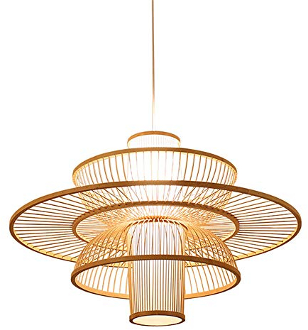 WFZRXFC Bambus Laterne Pendelleuchte, Retro japanischen Stil E27 Kronleuchter Hängeleuchte Deckenleuchte für Wohnzimmer Schlafzimmer Restaurant Cafe Teahouse Bar Esszimmer Club