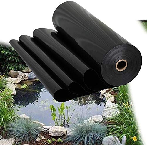 ZYFA Schwarz Teichfolie Schwimmteich HDPE Gartenteichfolie Gartenpoolmembran Teich Folie, UV und witterungsbeständig,Teichplane für Teichbau Garten,Stärken 0.5 mm