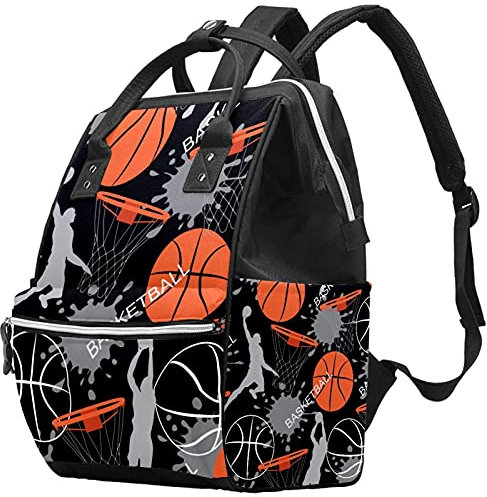 Sporttasche für Herren, Basketball-Design, Wickeltasche, Mumien-Rucksack, große Kapazität, multifunktionaler Reiserucksack, Wickeltasche, Stilltasche für Babypflege