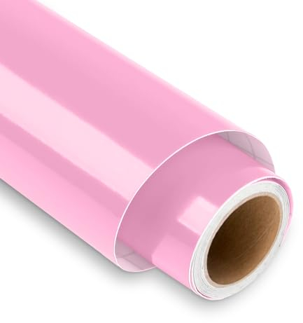 Glänzend Rosa Plotterfolie Vinyl, 30,5 x 152,4 cm Vinylfolie Plotter für Cricut, Rosa Plotterfolie Selbstklebend für DIY-Geschenke, Tasse, Fenster, Keramik, Kunststoff