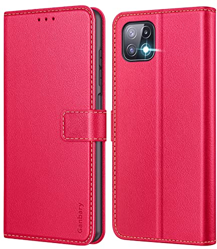 Ganbary Coque pour Samsung Galaxy A22 5G, [Housse en Cuir PU Premium] [Etui à Rabat] [Pochette de Portefeuille], Étui de Protection pour Samsung Galaxy A22 5G - Rouge