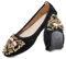 MACHSWON Women Ballet Flats Rhinestone Outdoor Wedding Ballerina Shoes Foldable Sparkly Comfort Slip on Flat Walking Shoes for Ladies(Black Fox Head, Size 7.5)
