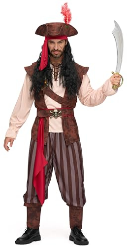 Spooktacular Creations Herren Karibik Piraten Kostüm Erwachsene Seekapitän Räuber Kostüm für Halloween Dress Up Party, Cosplay Party