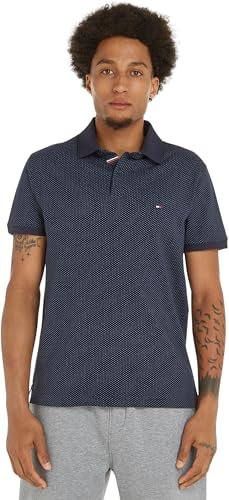 Tommy Hilfiger Polo Homme Manches Courtes Slim, Bleu (Desert Sky), M