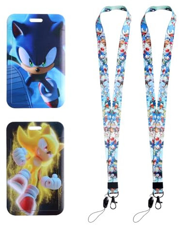Soni Anime Lanyard mit Kartenhaltern,2 Soni Stückanime-Kartenhalter-Lanyard,Anime Schlüsselband mit Kartenhalter,Mit Transparentem Id Kartenhalter Schlüsselband Für Mädchen