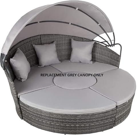 Garden Haven Universal Rattan DayBed 180cm Diameter Replacement GREY Canopy with Velcro that Wraps onto the Canopy Poles Framework for a Smart Finish Heavyweight Polyester Waterproof Material