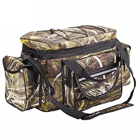 Angeltasche Angelzubehörtasche Allzwecktasche, 600D Nylon Karpfentasche Angelkoffer Gerätetasche Angelgerät Fischsack Umhängetasche, Tackle Bag mit gepolstertem Schultergurt und Tragegriffe