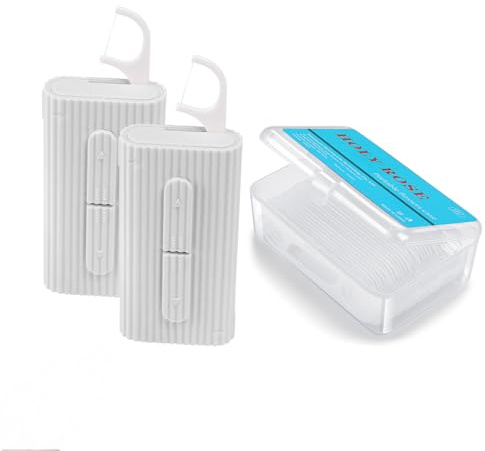 Holy Rose Portable Dental Floss Picks Dispenser 2Box,Travel Floss Storage Case with Adult Toothpicks Flosser Sticks 80 Count,Portable Floss Case for Oral Care Teeth Cleaning Perfect Tool (Whit)
