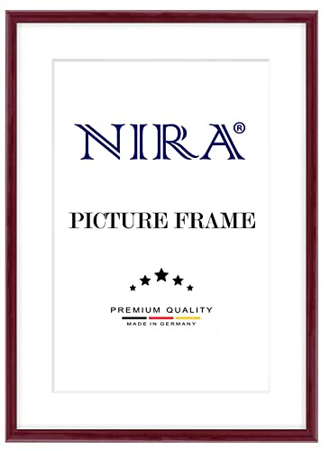 NiRa Massiv Holz Bilderrahmen Schmal 42 x 59,4 cm DIN A2 in Bordeaux-Rot Hochglanz | Farbe und Größe wählbar | Rahmen für Poster | Puzzle | Foto collage HD116