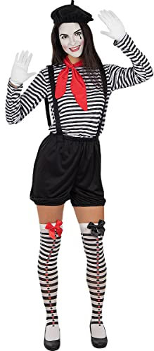 Funidelia | Pantomime Kostüm für Damen Clowns, Zirkus - Kostüm für Erwachsene & Verkleidung für Partys, Karneval & Halloween - Größe M - L - Schwarz
