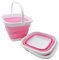 SAMMART 10L Faltbarer, rechteckiger, praktischer Korb/Eimer (Weiß/Rosa (2er-Set))