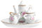 1/12 Dollhouse Service à thé miniature en porcelaine – 8 pièces Motif floral rose