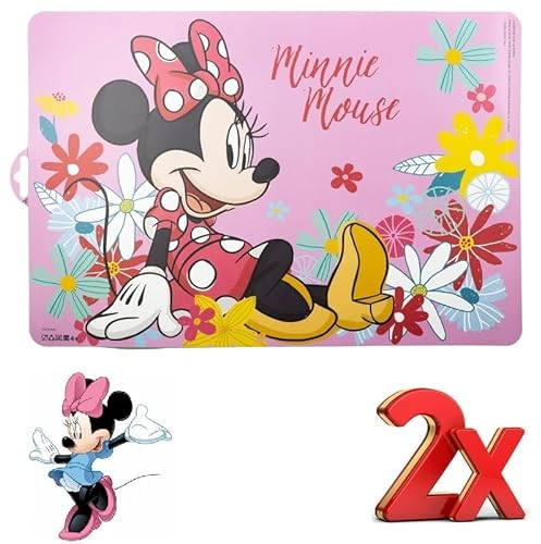 2 Stück Tischuntersetzer Tischset Amerikanische Kunststoff-Untersetzer für Frühstück und Mittagessen Kinder Minnie Maus