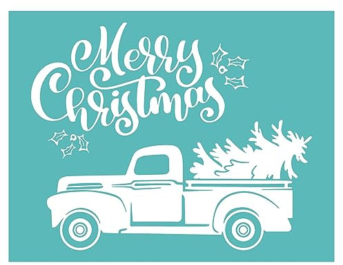 Siebdruck-Schablone mit Weihnachtsmotiven, wiederverwendbar, selbstklebend, Siebdruck, für Dekor/Druck auf Holz/Stoff/Wand/Tassen/Teller/Glas/Papier, Weihnachtsdekoration für Zuhause (21,6 x 27,9 cm)