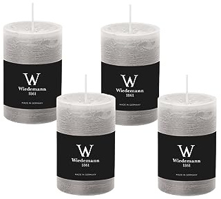 4er Set Adventskranzkerzen Rustik Marble Kerzen durchgefärbt mit Abbrandschutz Betongrau 90 x 58 mm