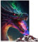 Puzzle für Erwachsene, kosmischer Drache, Schlangenkönig, Erwachsenenpuzzle, 1000 Holzpuzzle für Erwachsene und Kinder, Familienspaß, Puzzles, Größe: 50x75 cm