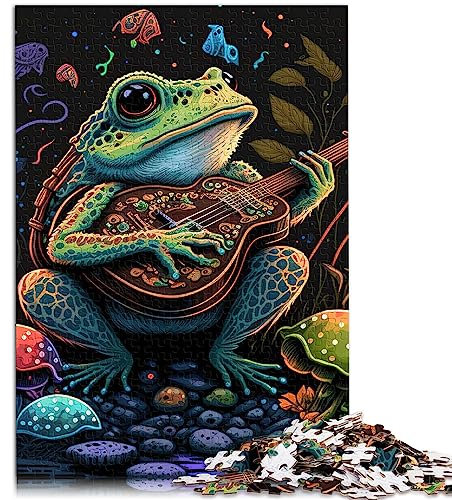 Puzzle für Erwachsene, Frosch spielt Banjo, Puzzle für Erwachsene, 1000-teilige Holzpuzzles für Erwachsene und Kinder ab 12 Jahren, Familienaktivitätspuzzle, Größe: 50x75 cm