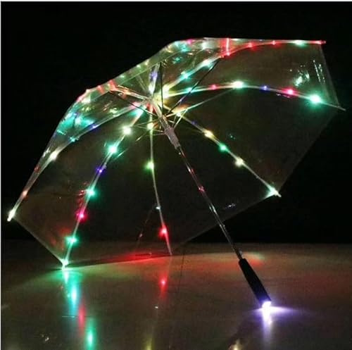 HEPYLAIFU clear umbrella LED Luminous Transparent Umbrellas with Flashlight Torch, party birthday 2pcs(C)