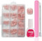 Maggidea Press on Nails for Toe, 240Pcs Fake Toenails French Tip Nude Pink Color False Nail Glossy Full Cover Glue on Nails Nail Art Manicure Decorations for Girls Women