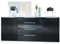 Vladon Sideboard Linio V2 166,5 x 72,5 x 35 cm Anrichte mit 2 Türen und 4 Schubladen, Korpus in Weiß matt, Fronten in Schwarz Hochglanz