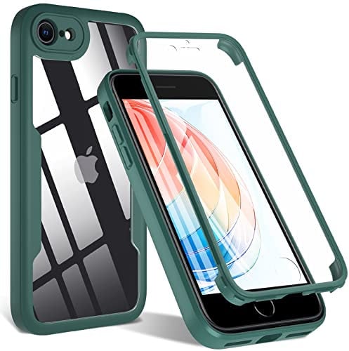 OWKEY iPhone SE 2020 Case, iPhone SE 2022/8/7 Case, 360° Full Body Heavy Duty Cover With Built-In Screen Protector, Shockproof Protective Phone Cover for iPhone SE/8/7 3rd 2nd Gen 4.7” (Green)
