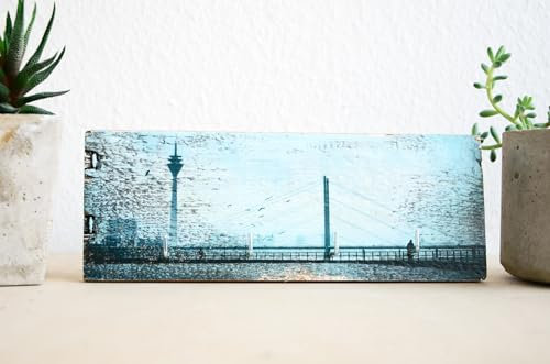 Düsseldorf Fernsehturm Schlüsselbrett Upcycling Weinkistenbrett 4 Haken