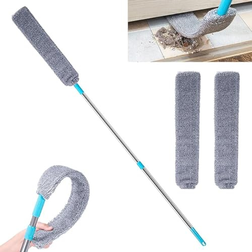 Telescopic Bendable Microfiber Duster, Ausziehbares Spalt-Staubreiniger, Waschbare Dehnbarer Staubwedel Duster mit Langem Griff, Mikrofaser Staubreinigungsartefakt für Unter Sofa Schränke Bett