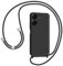 AOMYKE Funda para Xiaomi Redmi 13C / Poco C65 / Redmi 13 C con Cuerda, Silicona Líquida Carcasa con Cordón Correa Colgante Ajustable Collar Correa Teléfono Case Cover, Negro