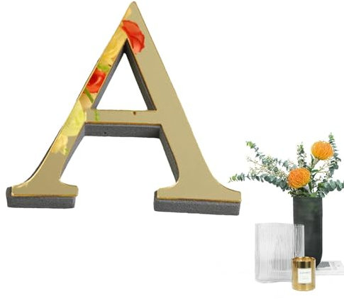 Acrylbuchstaben Für Die Wand, Selbstklebende -Alphabet-Wandtattoos,Hellgoldene Buchstaben Zum Selbermachen, Spiegel-Acryl-Wandaufkleber Für Wandkunst, Wandbild, Küche, Badezimmer, Bar