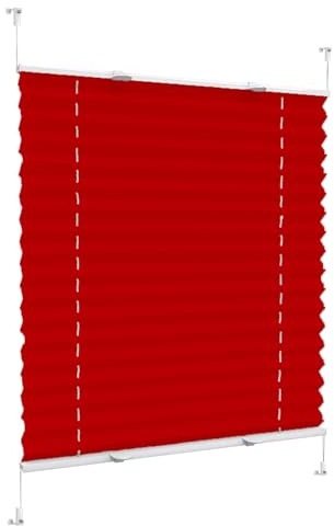 Plissee Klemmfix Ohne Bohren 70 x 135 cm, Blickdicht Sichtschutz Sonnenschutz, Plissee Klemmfix Verdunklung Jalousien, Jalousie Easyfix Faltrollo, für Fenster & Tür, Rot
