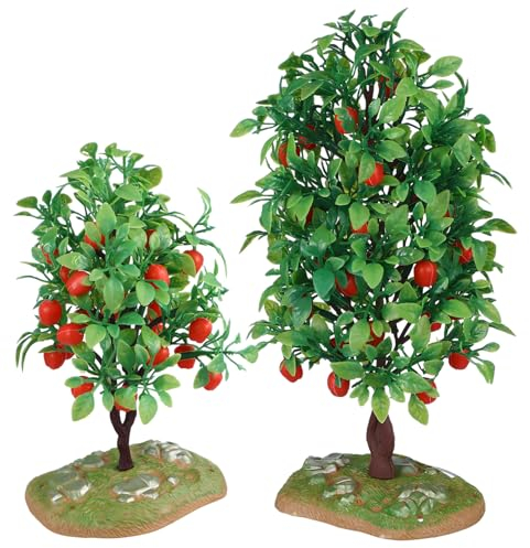 RORPOIR 2Stücke Mini Apfelbaum Modelle Künstliche Obstbaum Dekoration für Modelllandschaften Dioramen und Miniaturszenen Realistische Simulation mit Details