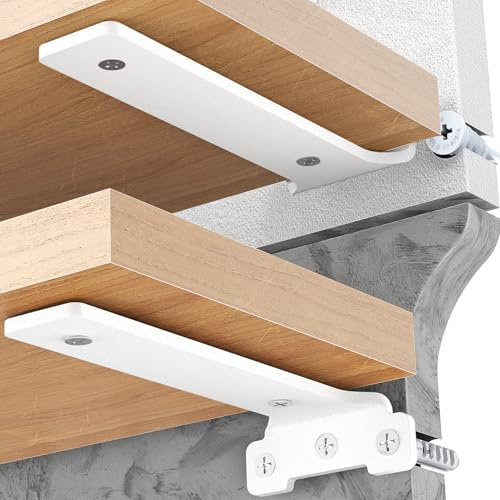 Yeabett 4 stück Regalhalter 10cm, Regalträger Metall mit Schrauben, 70 Kg Tragkraft, Weiß
