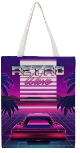 VYJLOO Dampfwellen-Auto Damen Shopper Canvas Handtasche Einkaufstasche Tragetasche Schultertasche Umhängetaschen 38×46cm