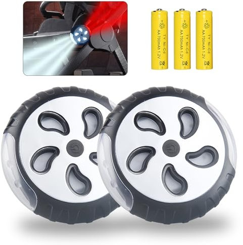 BYZESTY Kinderwagenlichter, 2 Stück LED Kinderwagen Licht, IP65 Wasserdicht Buggys Kinderwagenlichter mit Klettverschluss und Akku, 3 Modi Licht für Alle Kinderwagen, Kinderwagen Zubehör