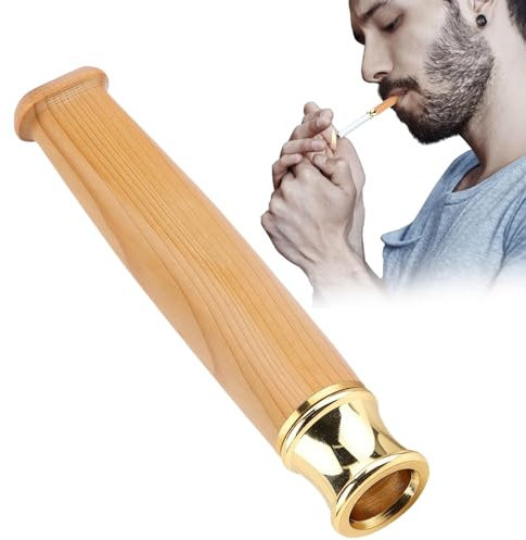 Mbsomnus Porte-Cigarette Jaune Fume-Cigarette en Bois Porte Cigarette Femme Porte-cigarettes Homme Réutilisable Filtre Cigarette Anti Goudron pour Cigarettes et Cigarettes de Toutes Tailles