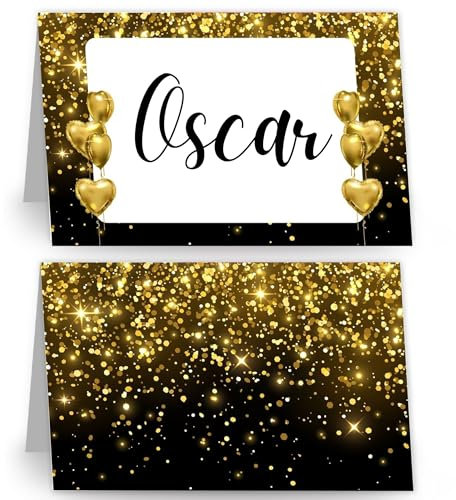 Marque Place, 50 sets Cartes de Table élégant Les Anniversaire 18 Ans, Porte Nom Table de Réceptions Fêtes Evénements Cérémonie, Decoration Mariage Anniversaire Marque Place Noel (Doré-B)