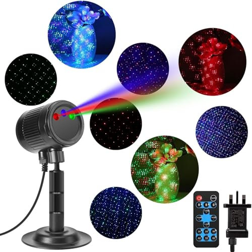 Christmas Moving Star Projector - Red Green Blue 3 Color Laser Light for Outdoor Indoor Garden Festival Party