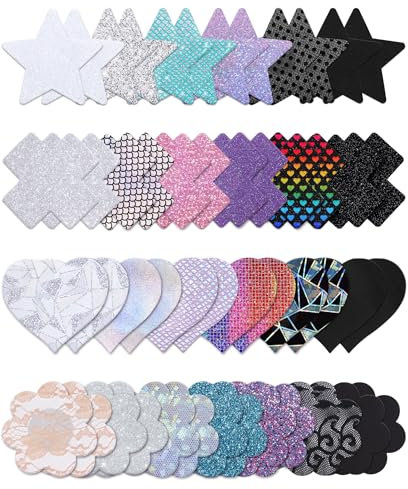 Tripetals Cache-tétons autocollants jetables à paillettes pour femme, Multicolore_25D, taille unique