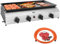 Outsunny Gas Plancha Grill with 4 Stainless Steel Burners, 9.6kW, Portable Tabletop Gas BBQ with Non-Stick Griddle for Camping, Picnic, Garden, Party, Festival, Silver Tone