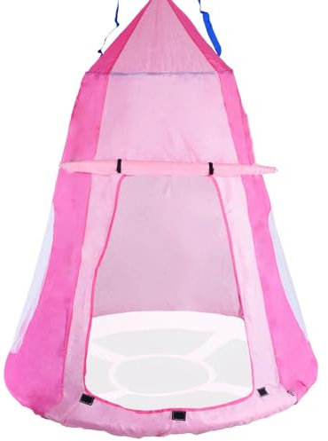 Kids Hanging Swing Tent Cover-Waterproof Hammock Chair Play House Castle Nest for 40in Round Saucer Nest Disc Rope Ceiling Tree Swing Indoor Outdoor Bedroom Backyard Playground